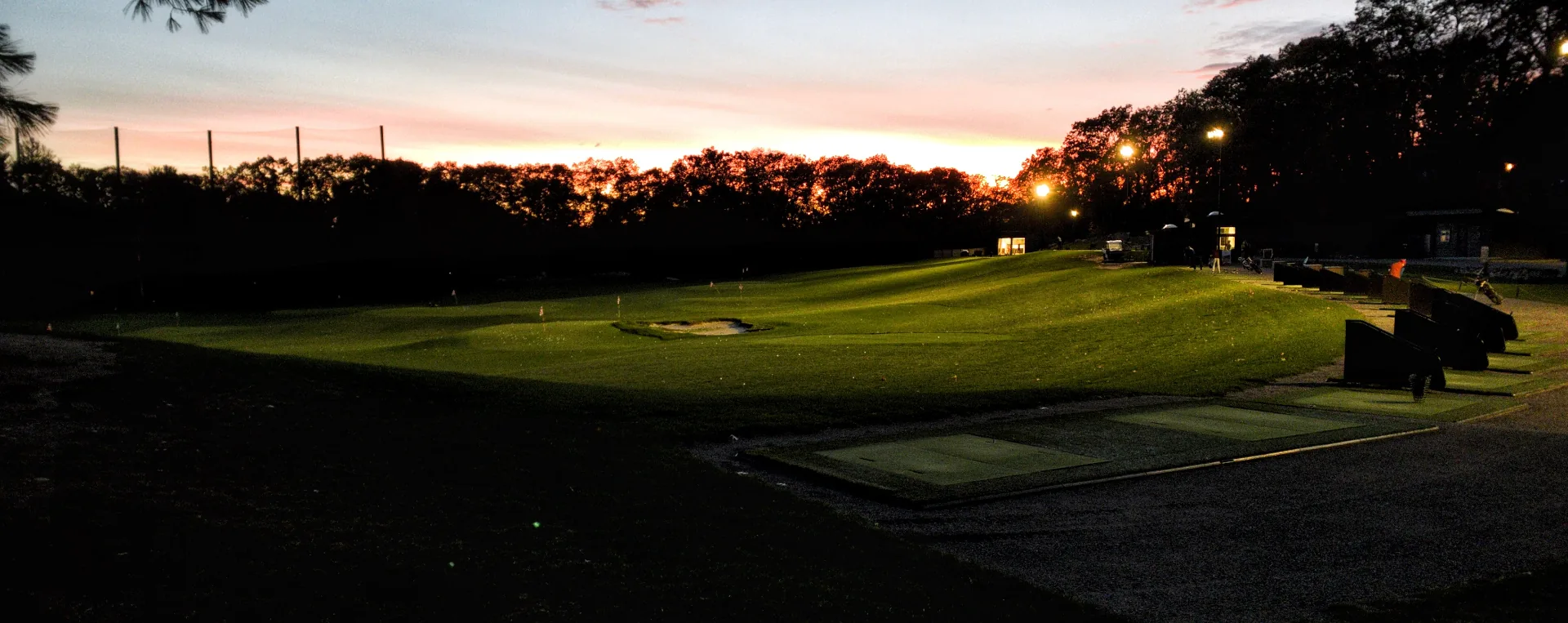 KOHR Golf driving range at sunset